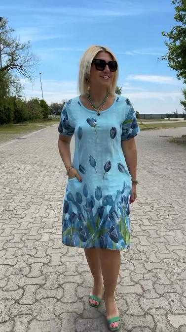 Neya™ - Poletna obleka z okroglim izrezom in čudovitim potiskom