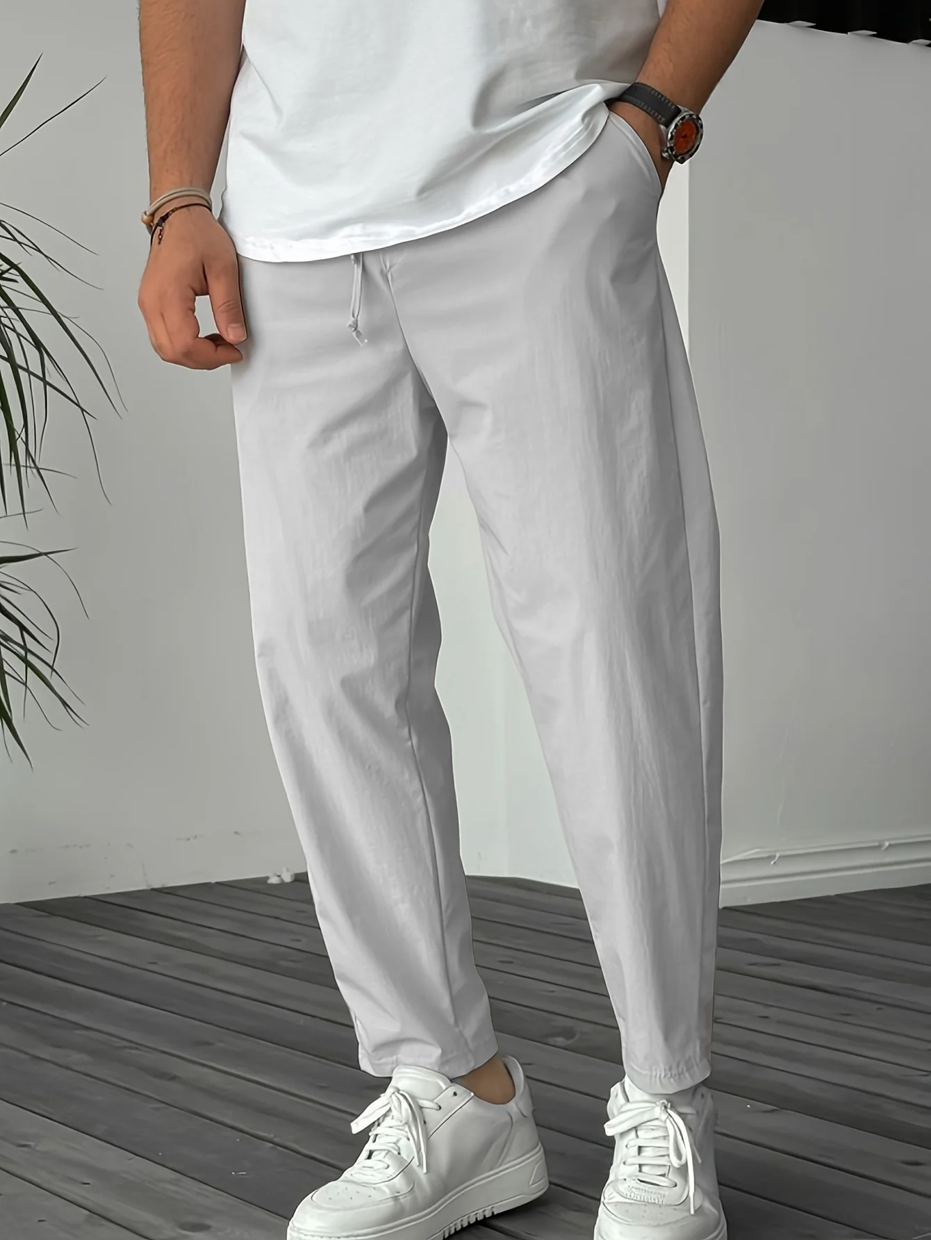 Bistvene tapered hlače z vrvico