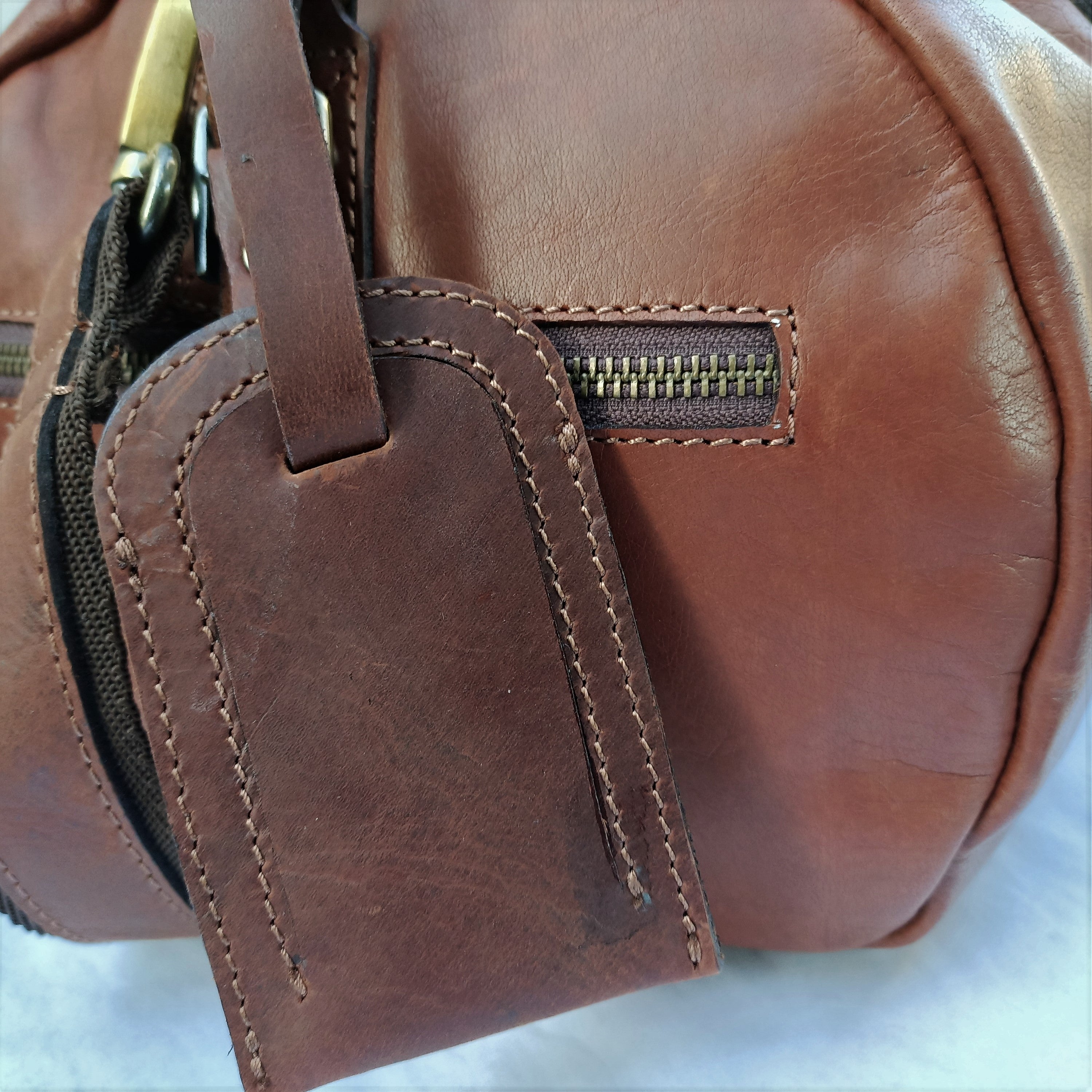 Rjav Usnjen-Duffle Torba