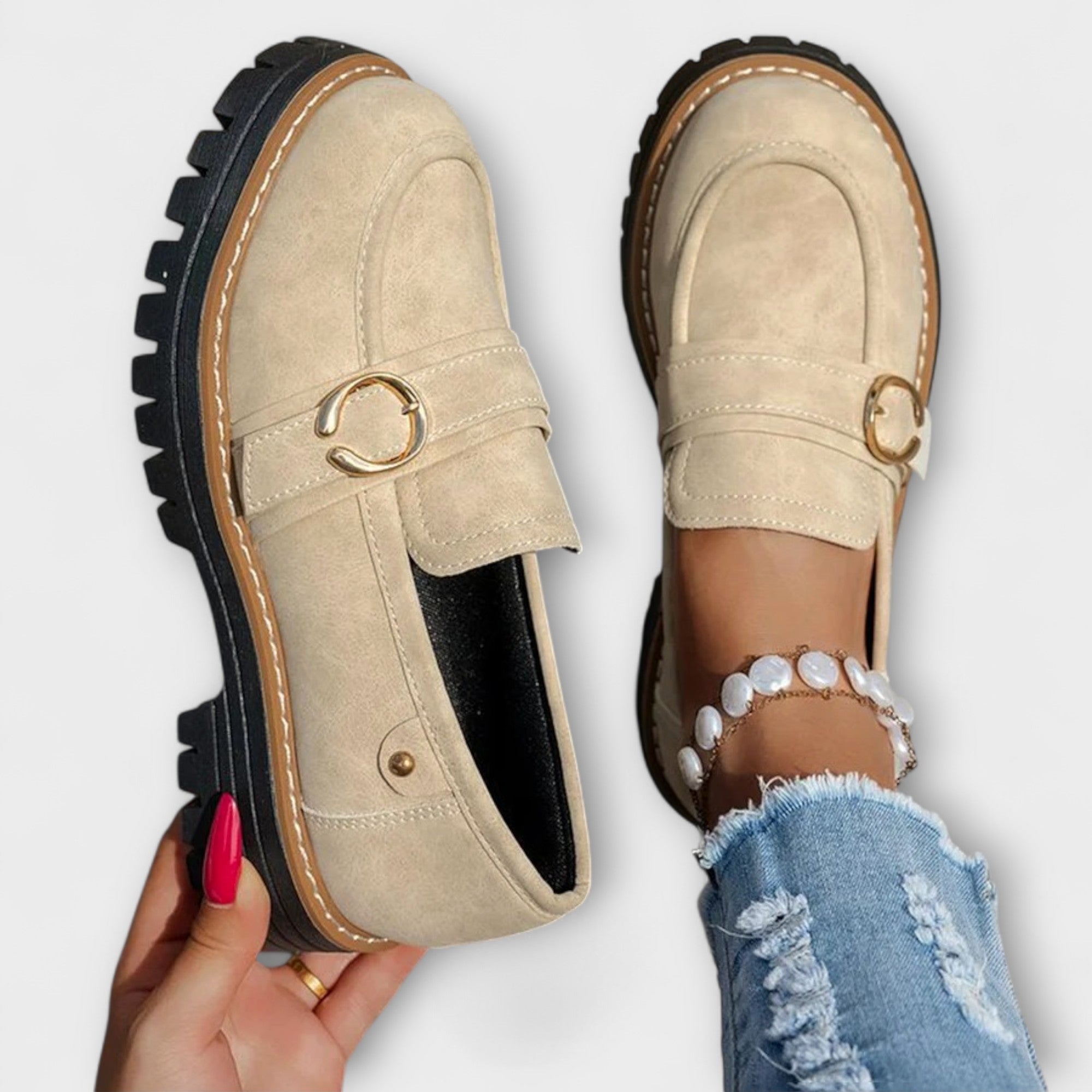 Lora – Casual Loafers z Okroglo Nosom
