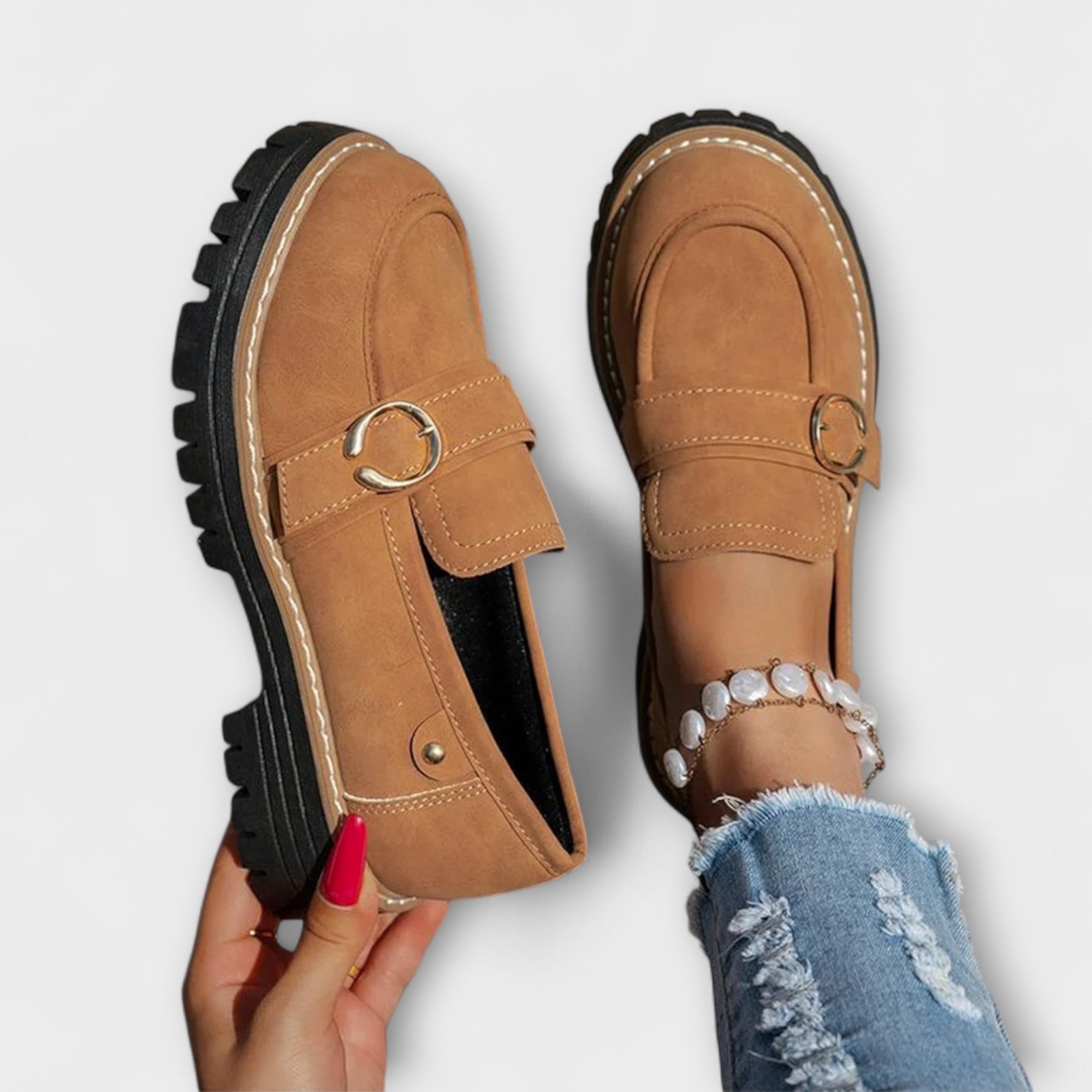 Lora – Casual Loafers z Okroglo Nosom