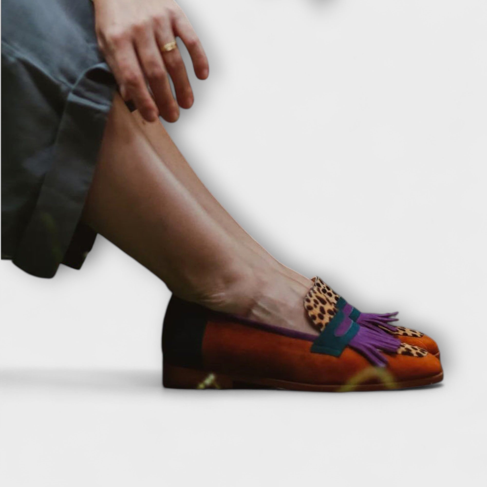 Fallon – Rjava Loafer z Leopardjim Printom