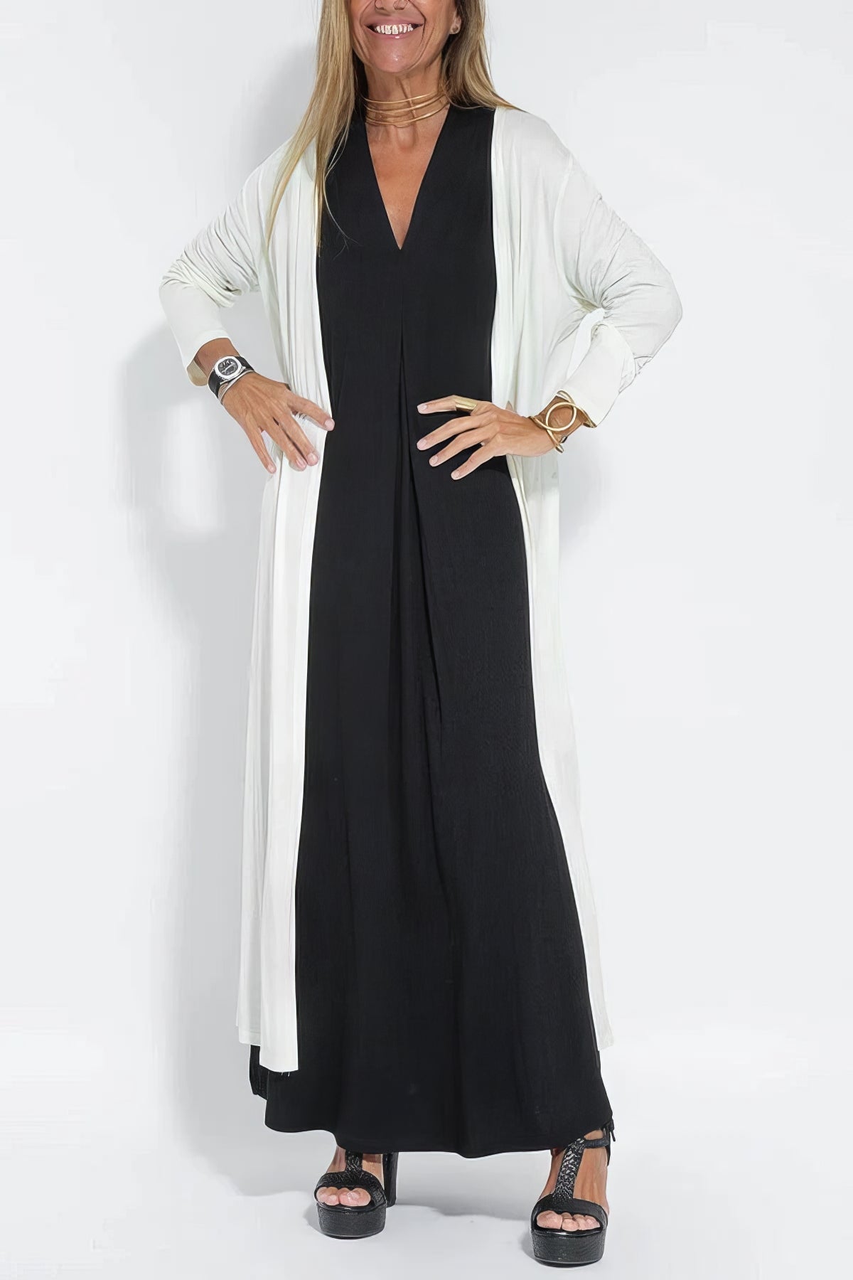 ELISE Set | Eleganten Dolg Oblek s Ujemajočim Kardiganom