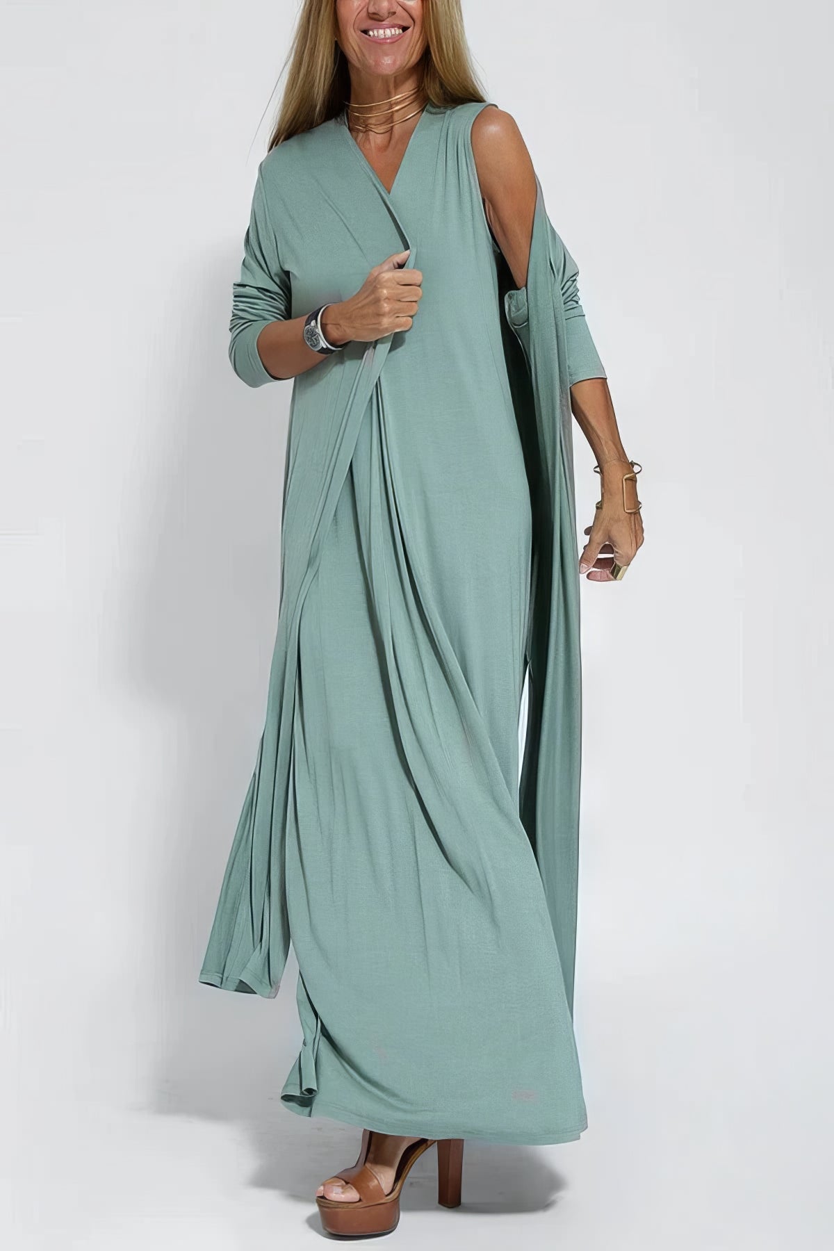 ELISE Set | Eleganten Dolg Oblek s Ujemajočim Kardiganom